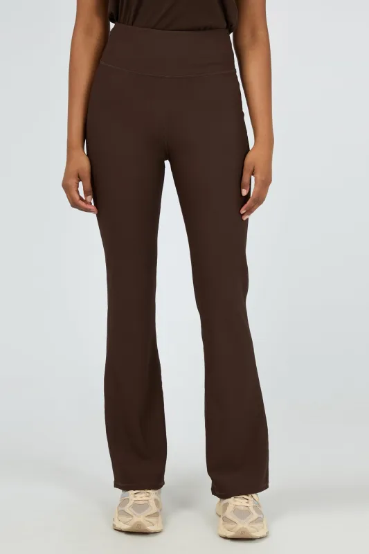 All About Eve Active Rib Flare Legging Brown sold by Shine On