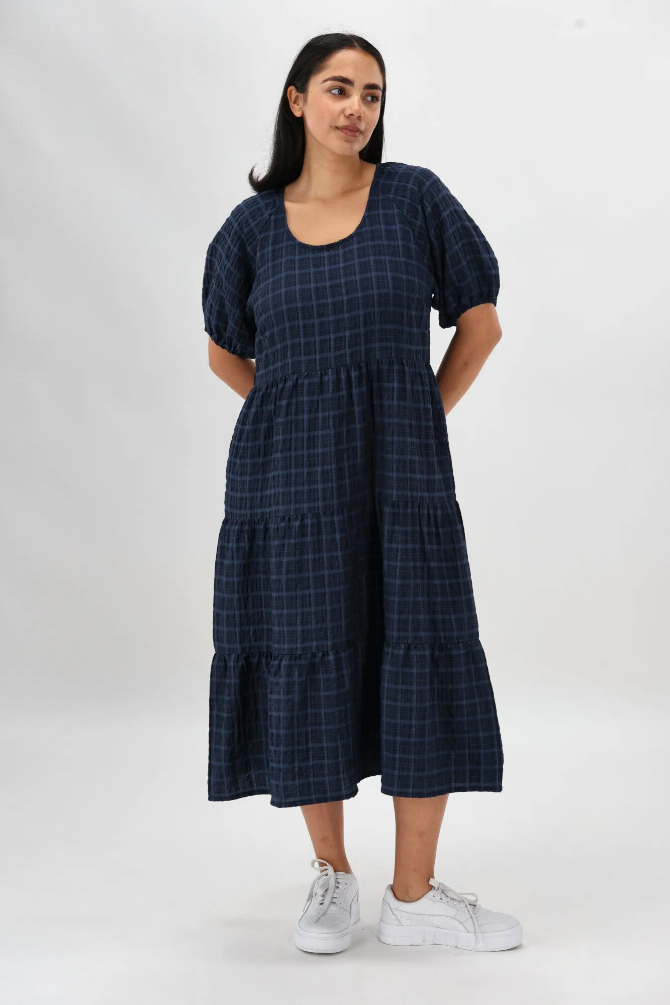 Shine On Label Odessa Tiered Midi Dress Dark Blue sold by Shine On product image thumbnail 5
