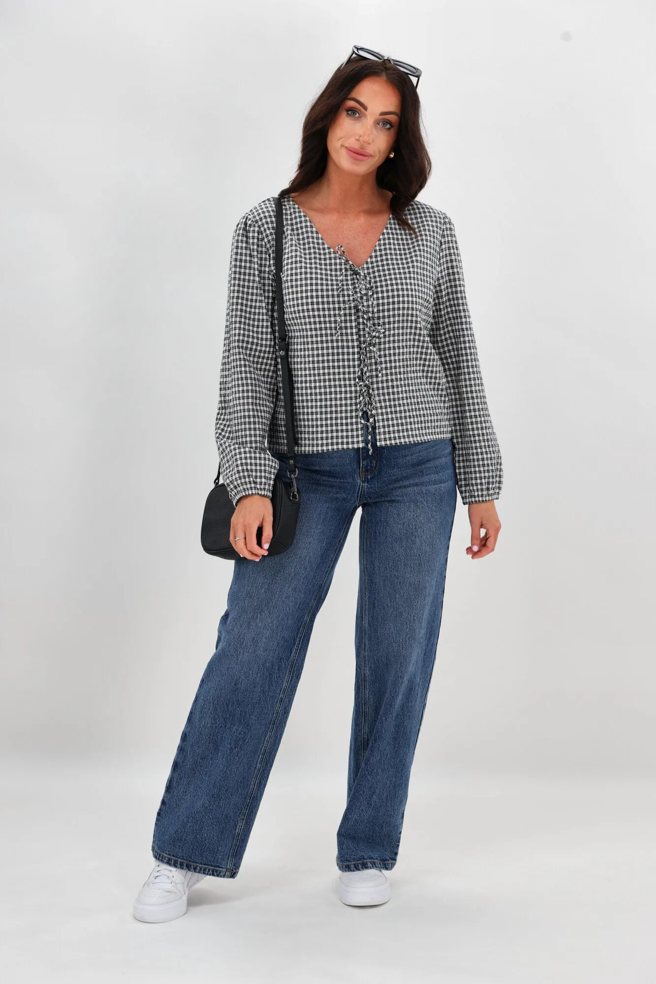 Shine On Label Sharin Top Black Gingham sold by Shine On product image thumbnail 2