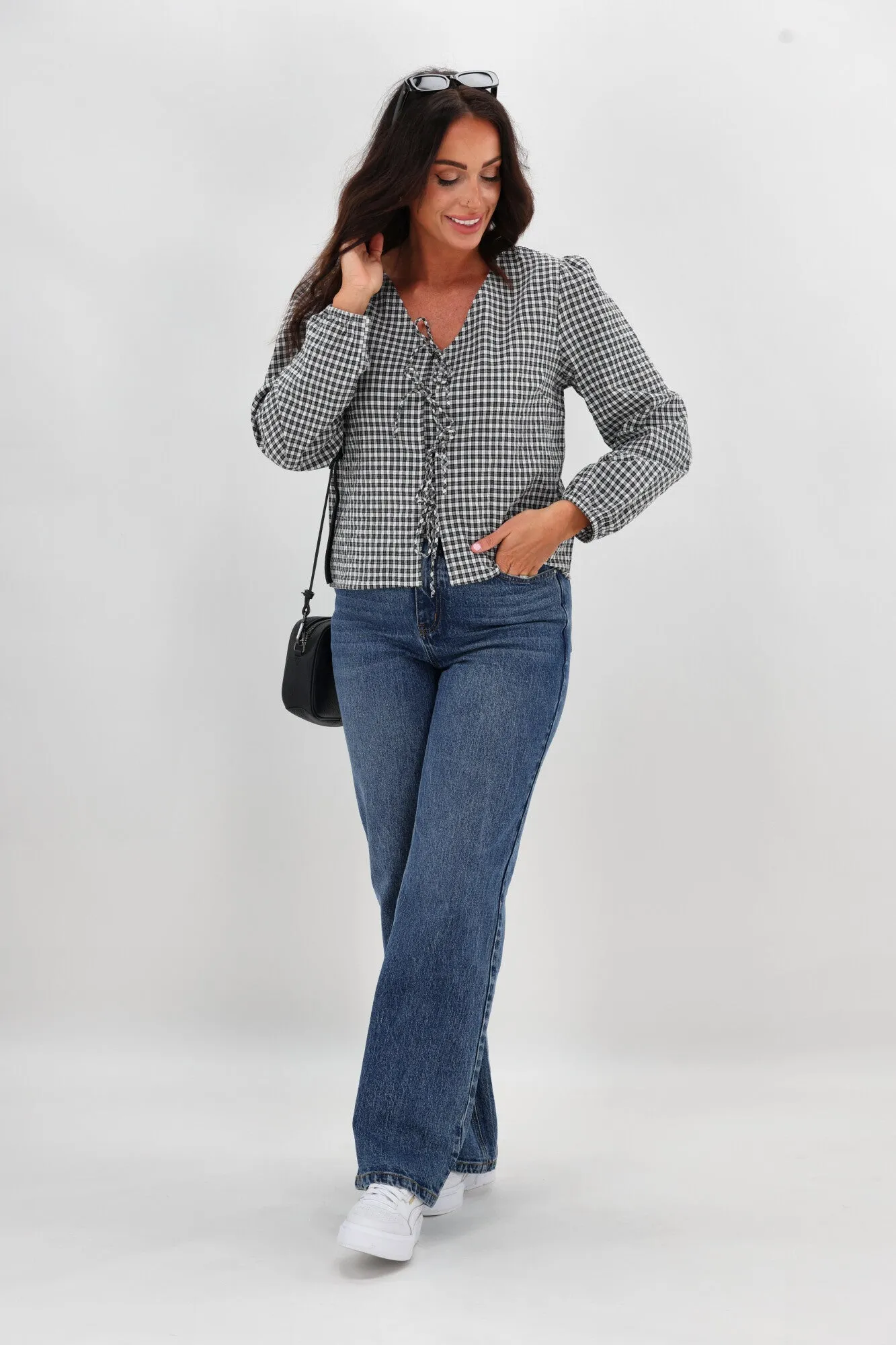 Shine On Label Sharin Top Black Gingham sold by Shine On product image thumbnail 4