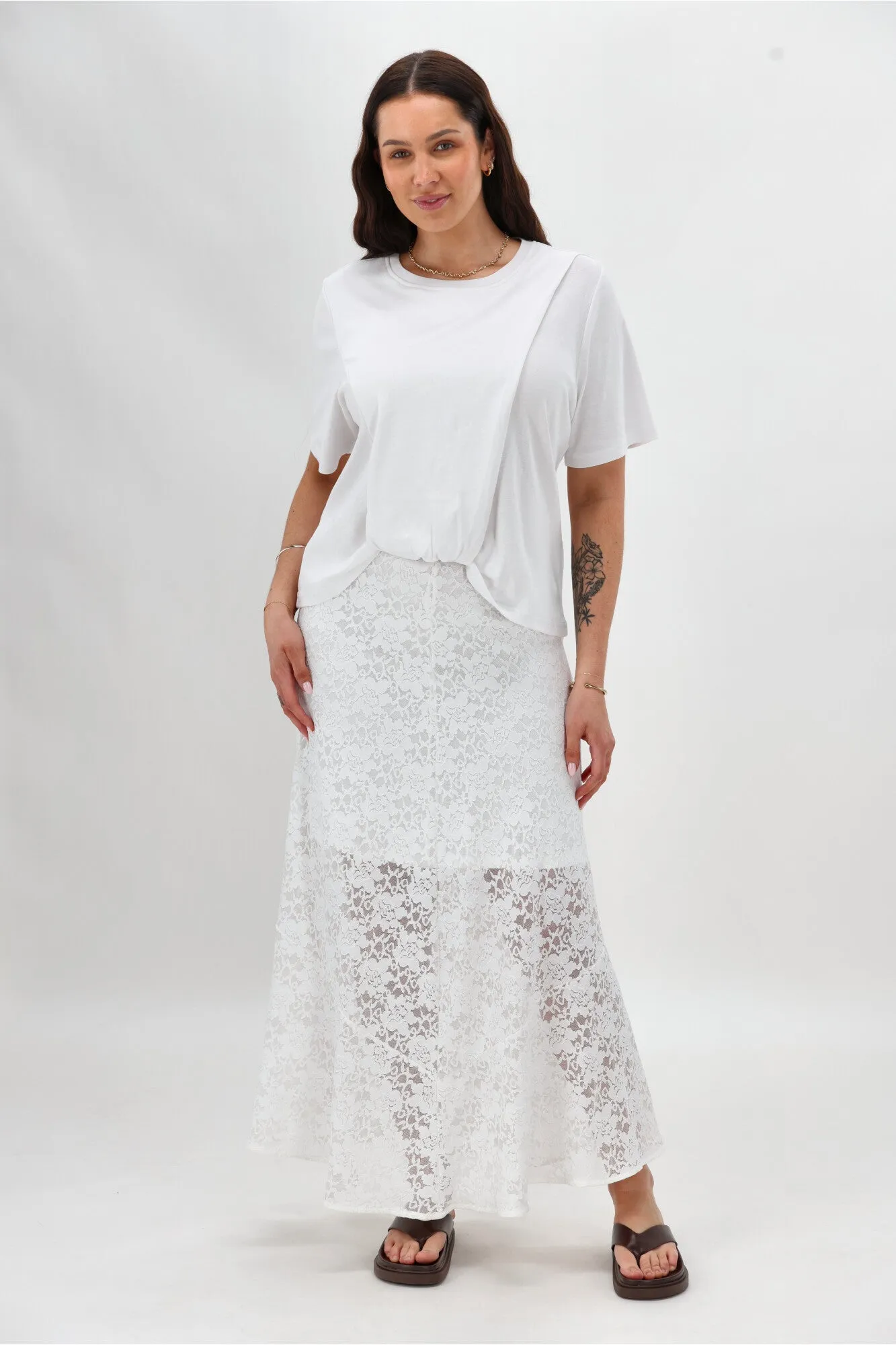 Ayva Opel Lace Maxi Skirt White Preorder Late September sold by Shine On product image thumbnail 2