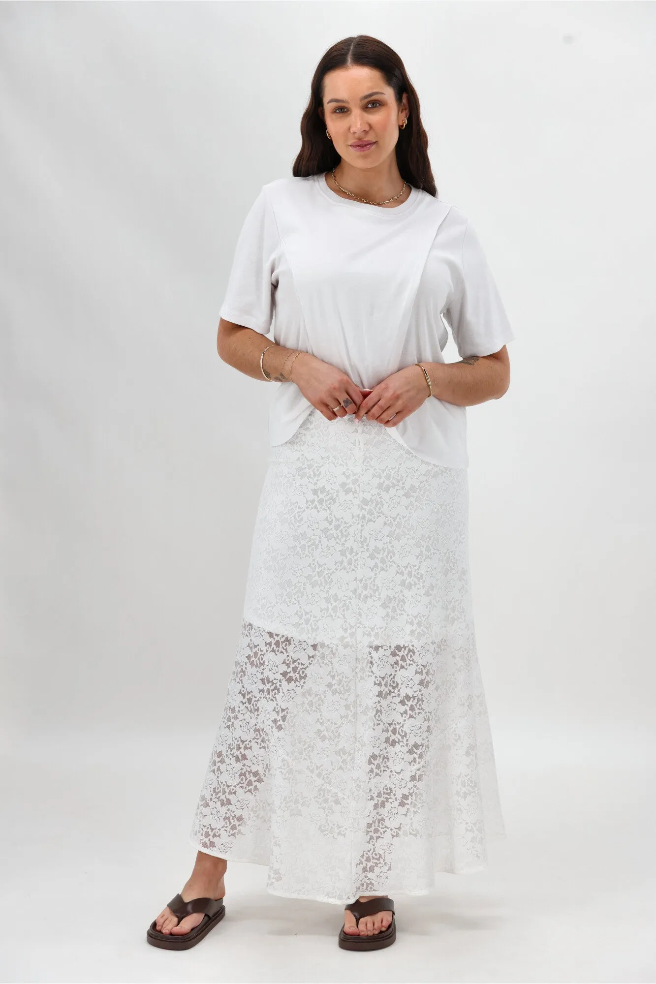 Ayva Opel Lace Maxi Skirt White Preorder Late September sold by Shine On product image thumbnail 4