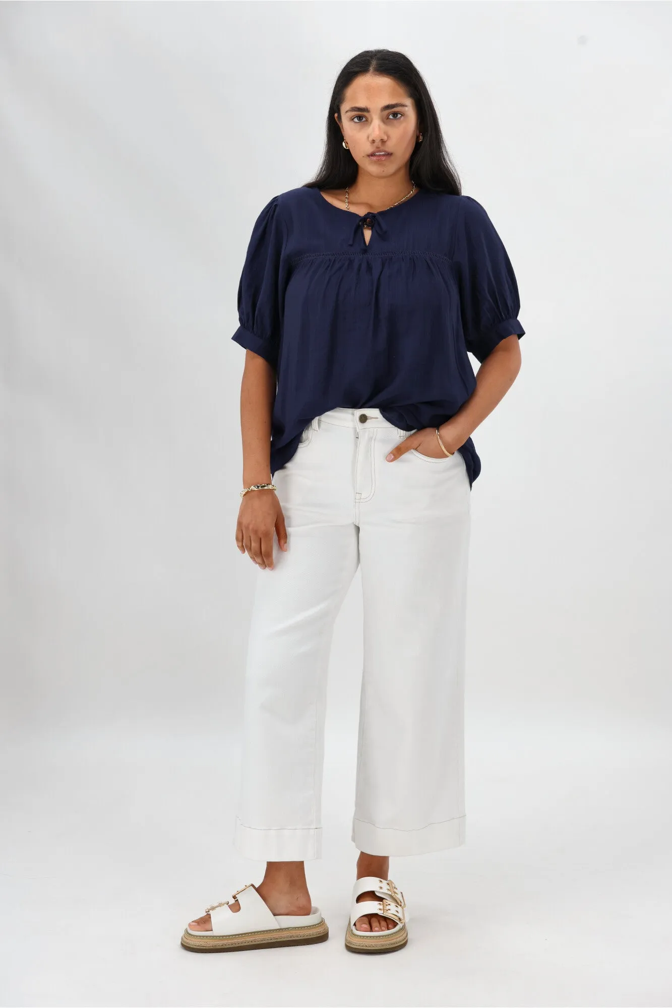 Gloss The Label Heidi Puff Sleeve Blouse Navy sold by Shine On product image thumbnail 5