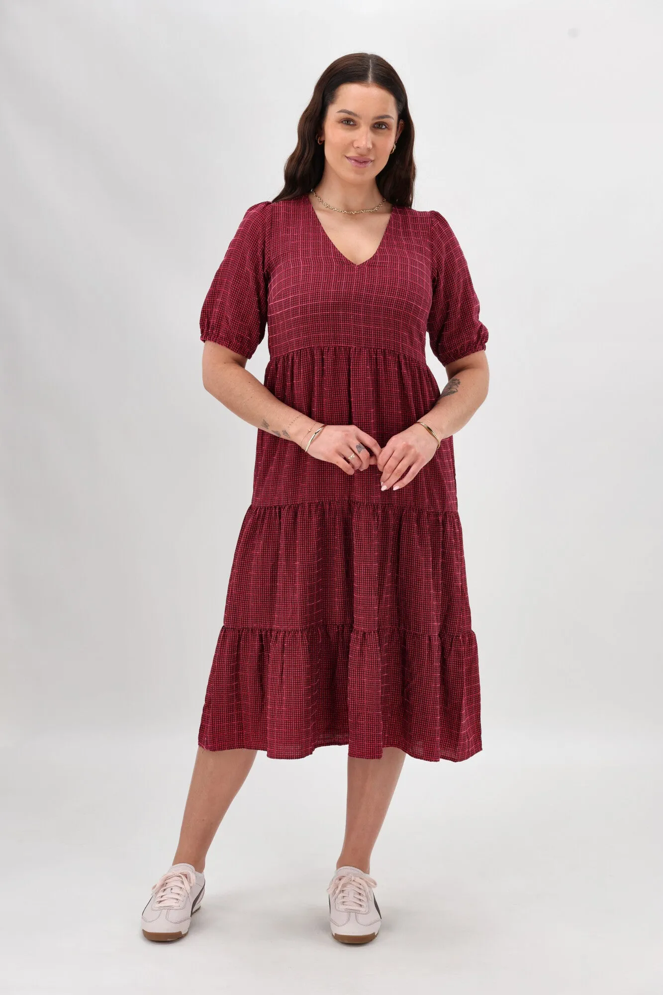 Shine On Label Luca Dress Pink Navy Check sold by Shine On