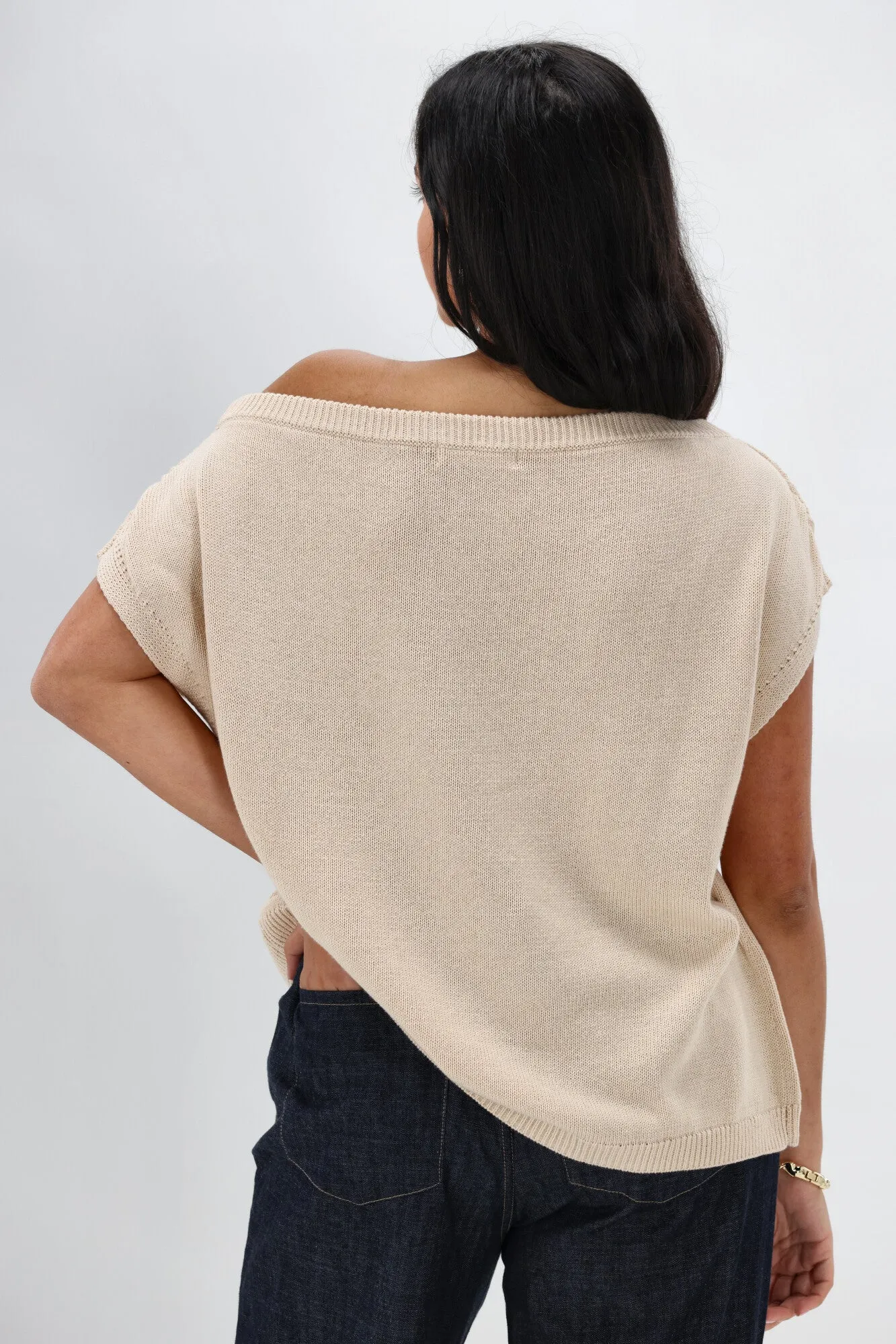 Ayva Remi Asym Knit Top Natural sold by Shine On product image thumbnail 4