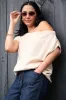Ayva Remi Asym Knit Top Natural sold by Shine On