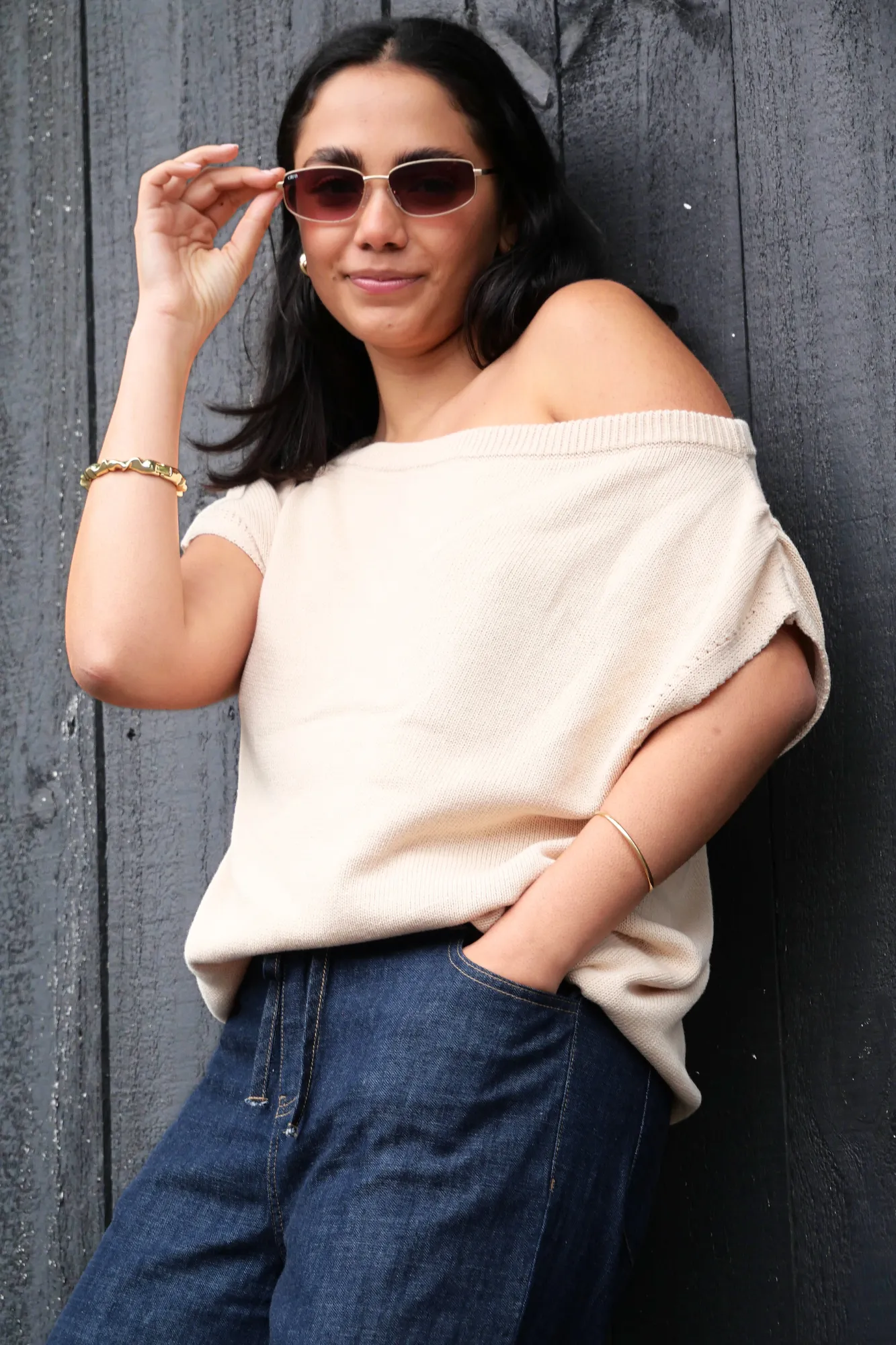 Ayva Remi Asym Knit Top Natural sold by Shine On product image thumbnail 2