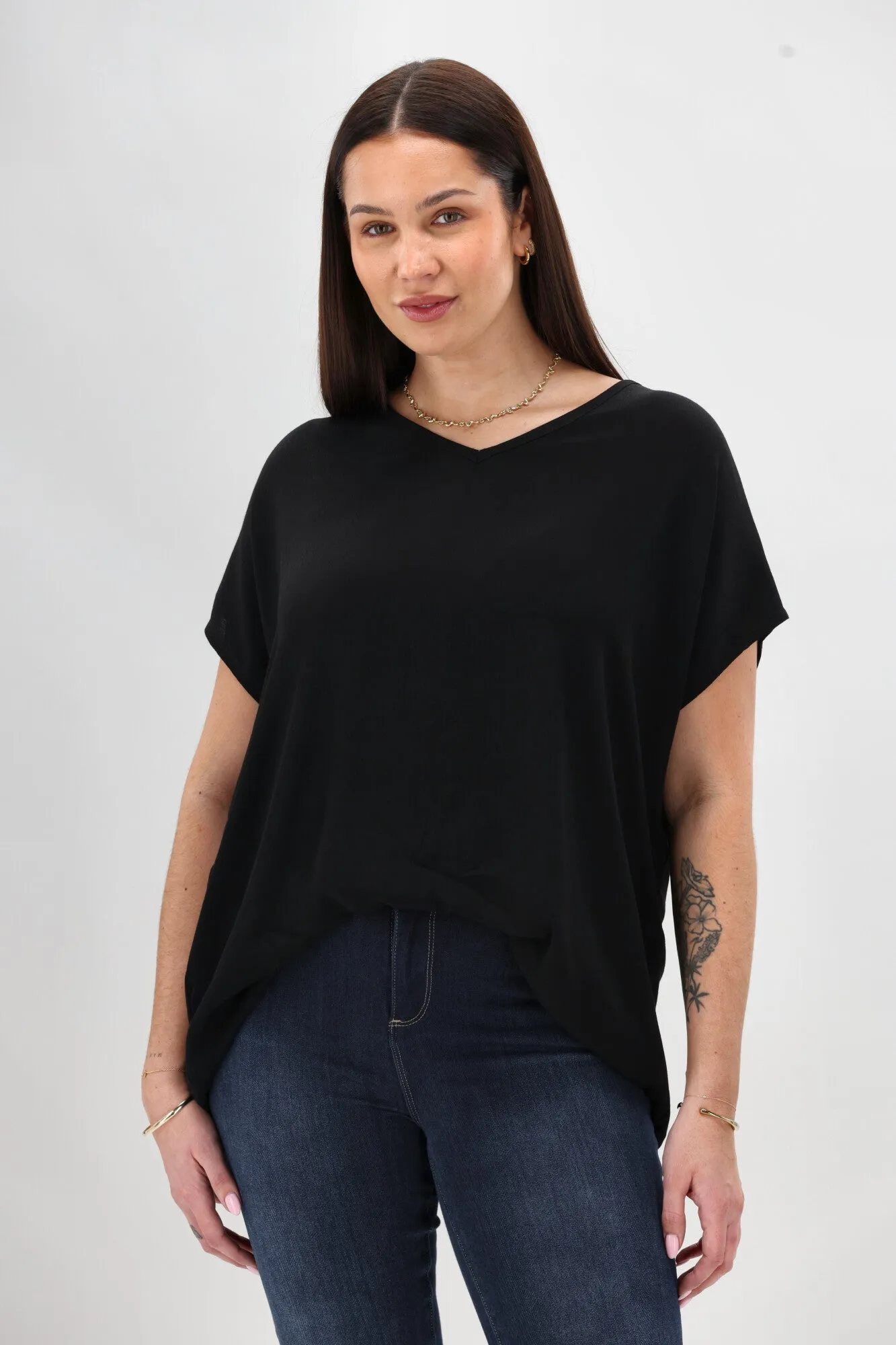 Shine On Label Summer Essential Drape V Neck Top Black sold by Shine On product image thumbnail 3