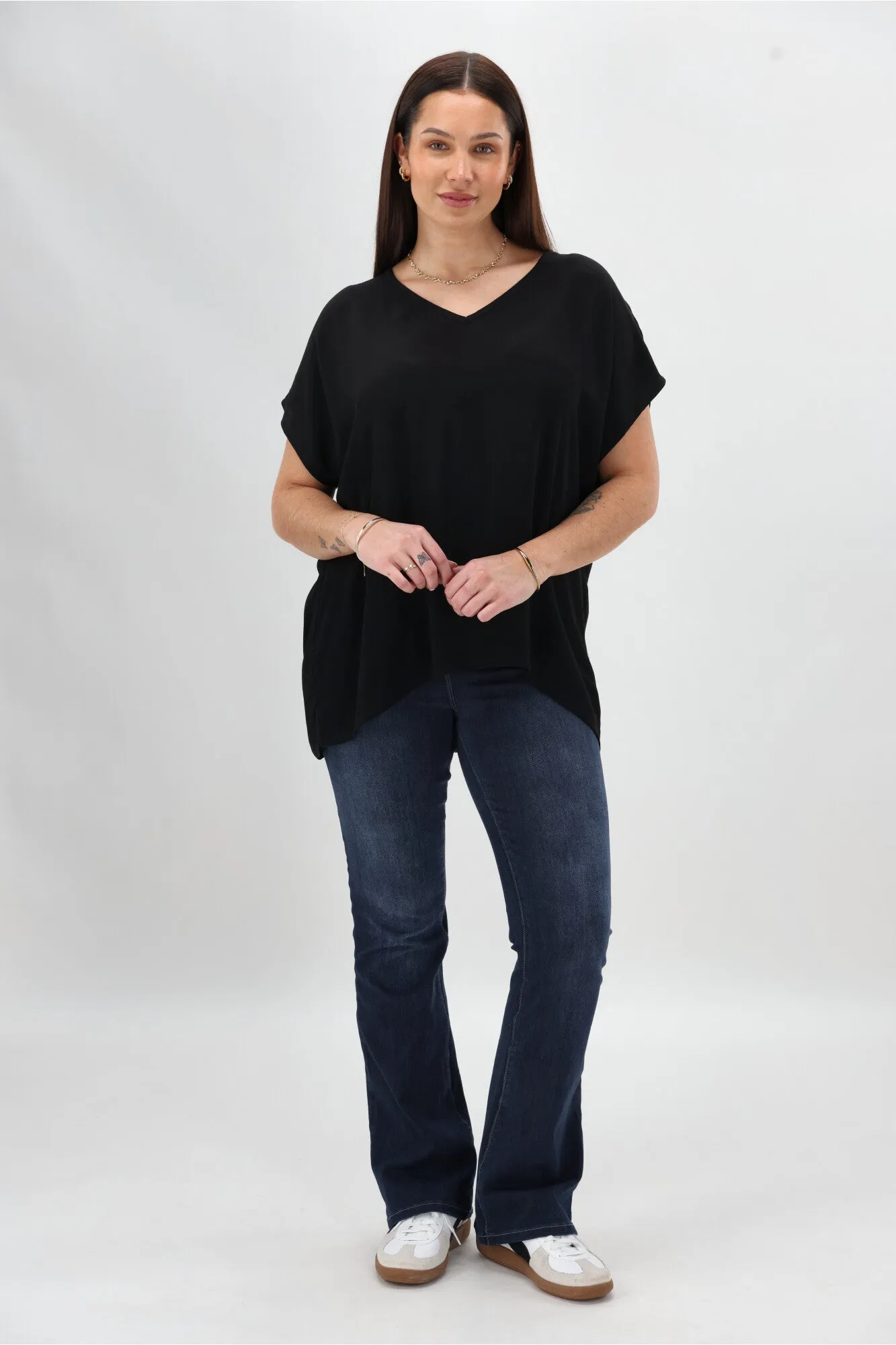 Shine On Label Summer Essential Drape V Neck Top Black sold by Shine On product image thumbnail 4