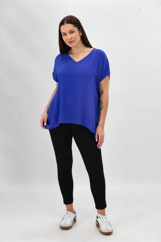 Shine On Label Summer Essential Drape V Neck Top Blue sold by Shine On