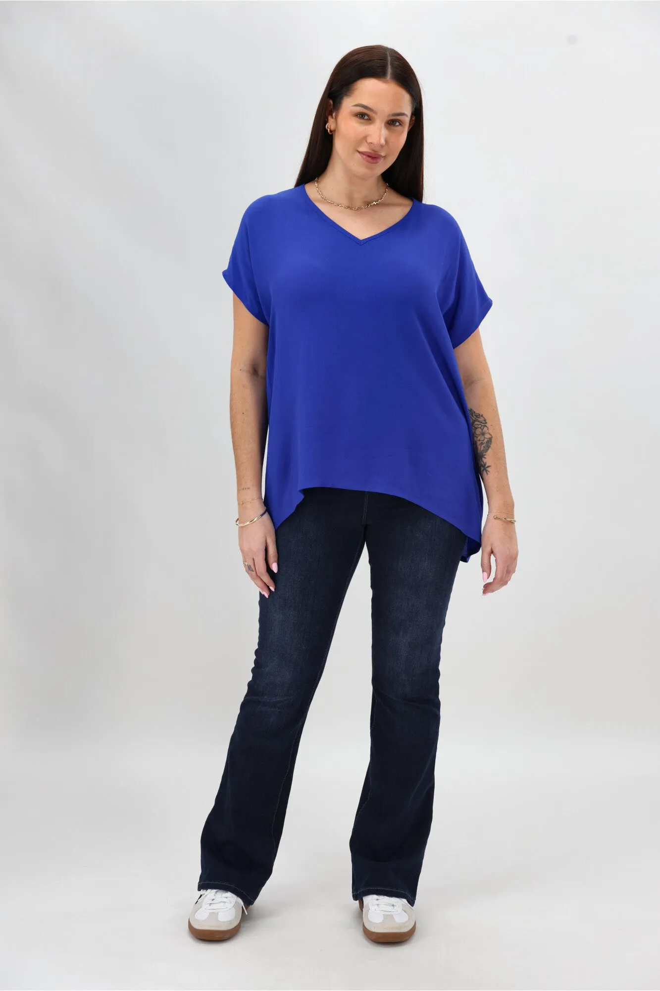 Shine On Label Summer Essential Drape V Neck Top Blue sold by Shine On product image thumbnail 5