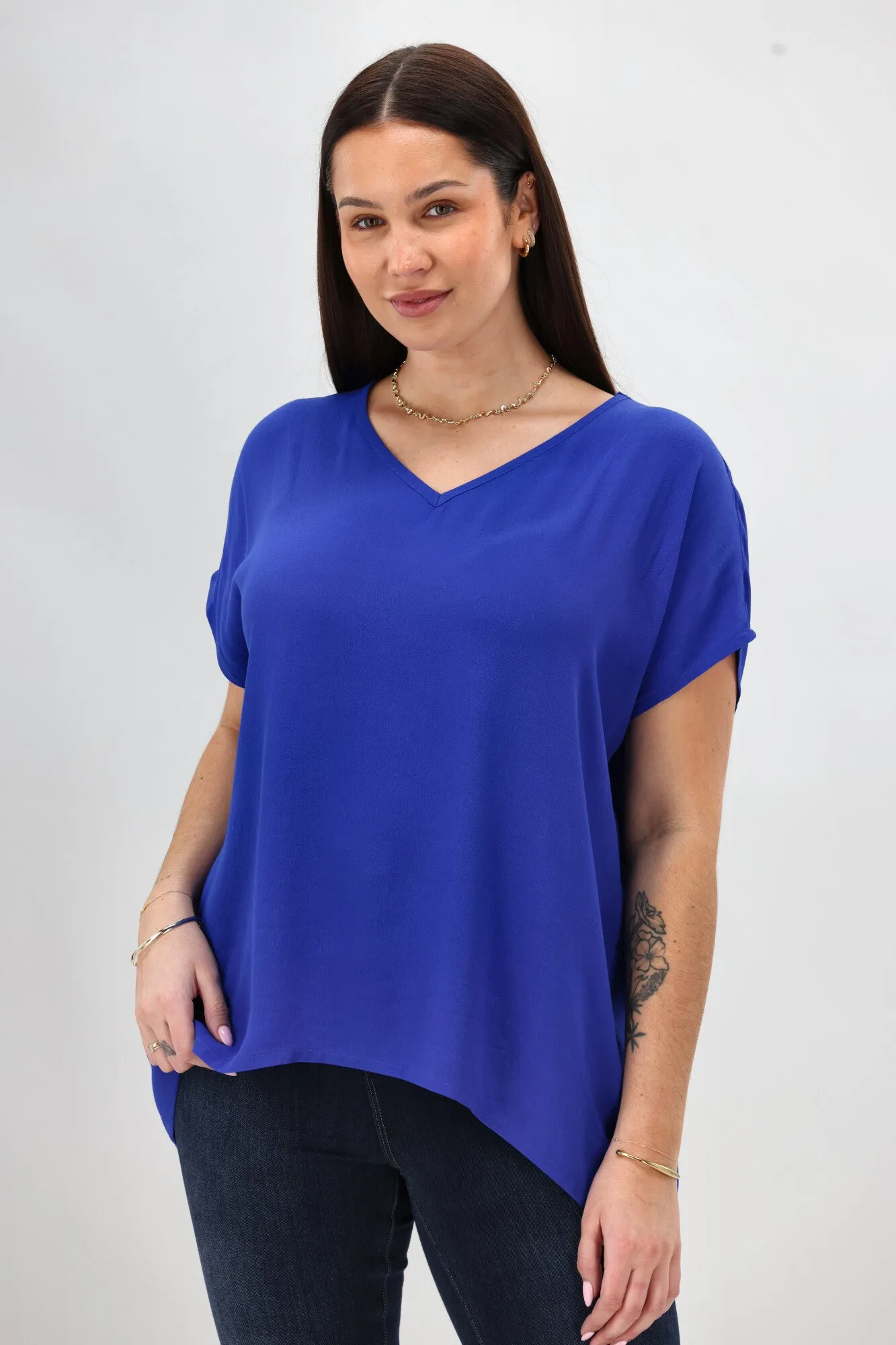 Shine On Label Summer Essential Drape V Neck Top Blue sold by Shine On product image thumbnail 3