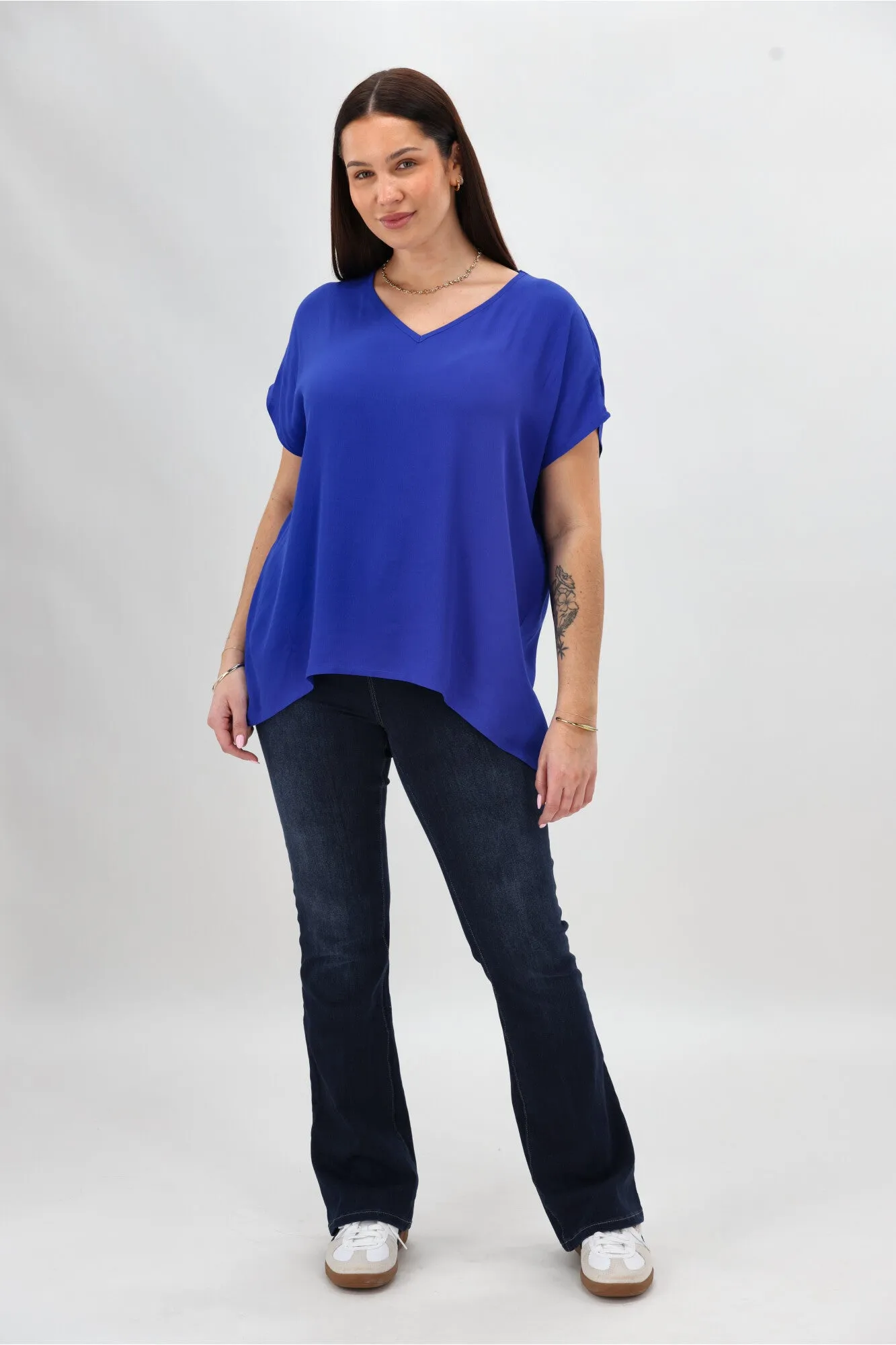 Shine On Label Summer Essential Drape V Neck Top Blue sold by Shine On product image thumbnail 4