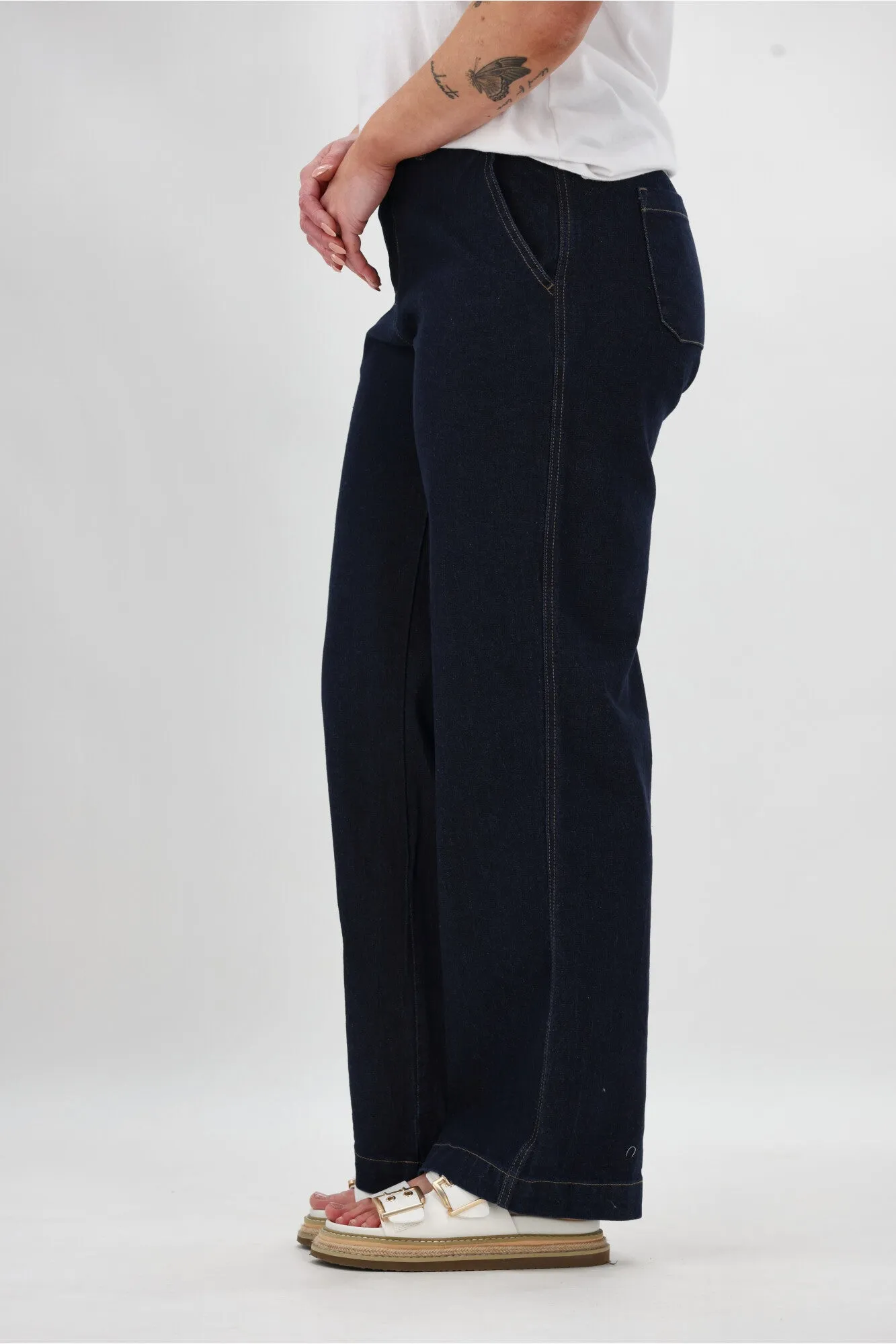 Shine On Label Reign Denim Wide Leg Trouser Dark Indigo sold by Shine On product image thumbnail 5