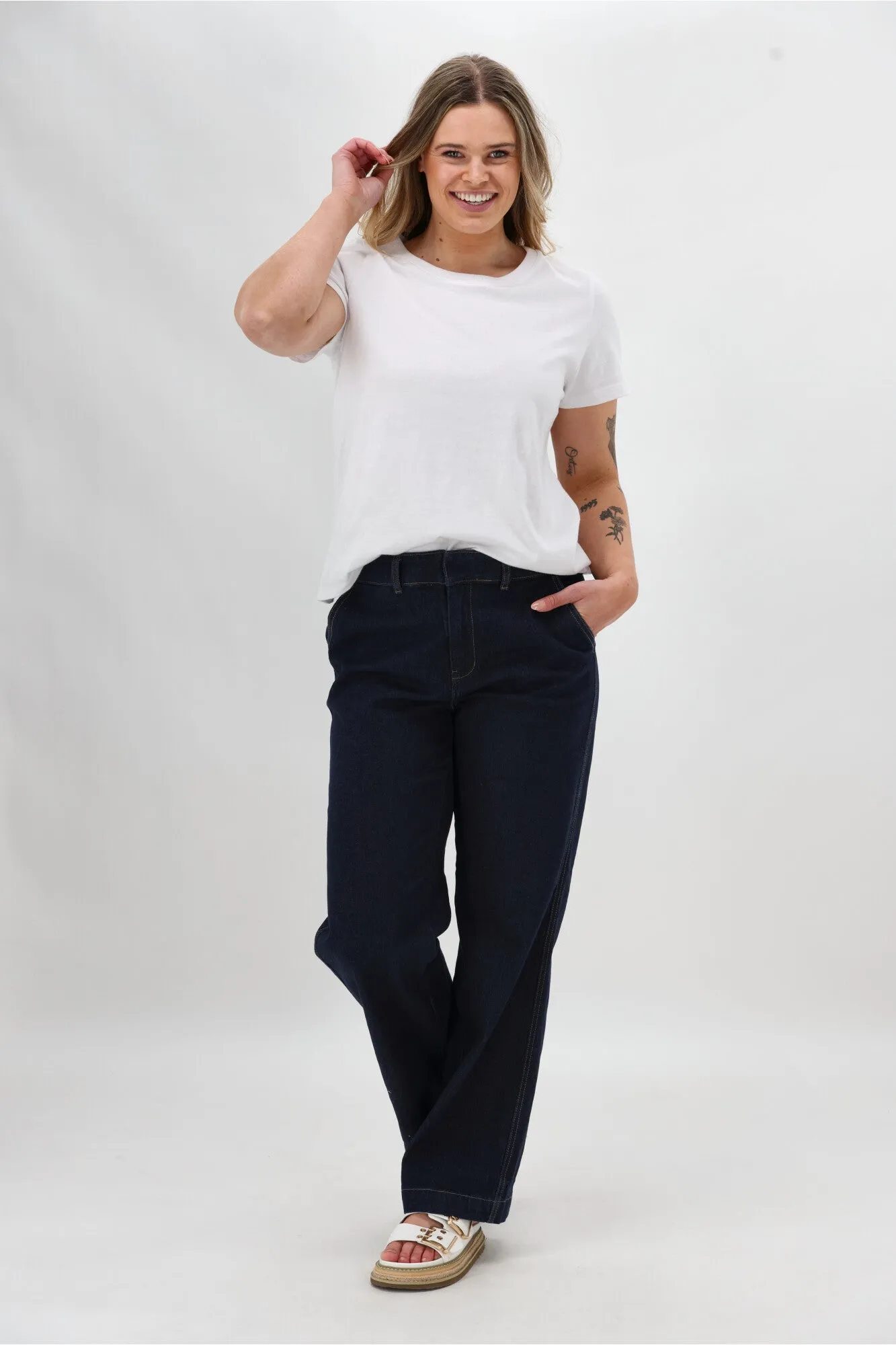 Shine On Label Reign Denim Wide Leg Trouser Dark Indigo sold by Shine On product image thumbnail 3