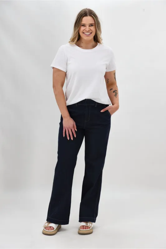 Shine On Label Reign Denim Wide Leg Trouser Dark Indigo sold by Shine On