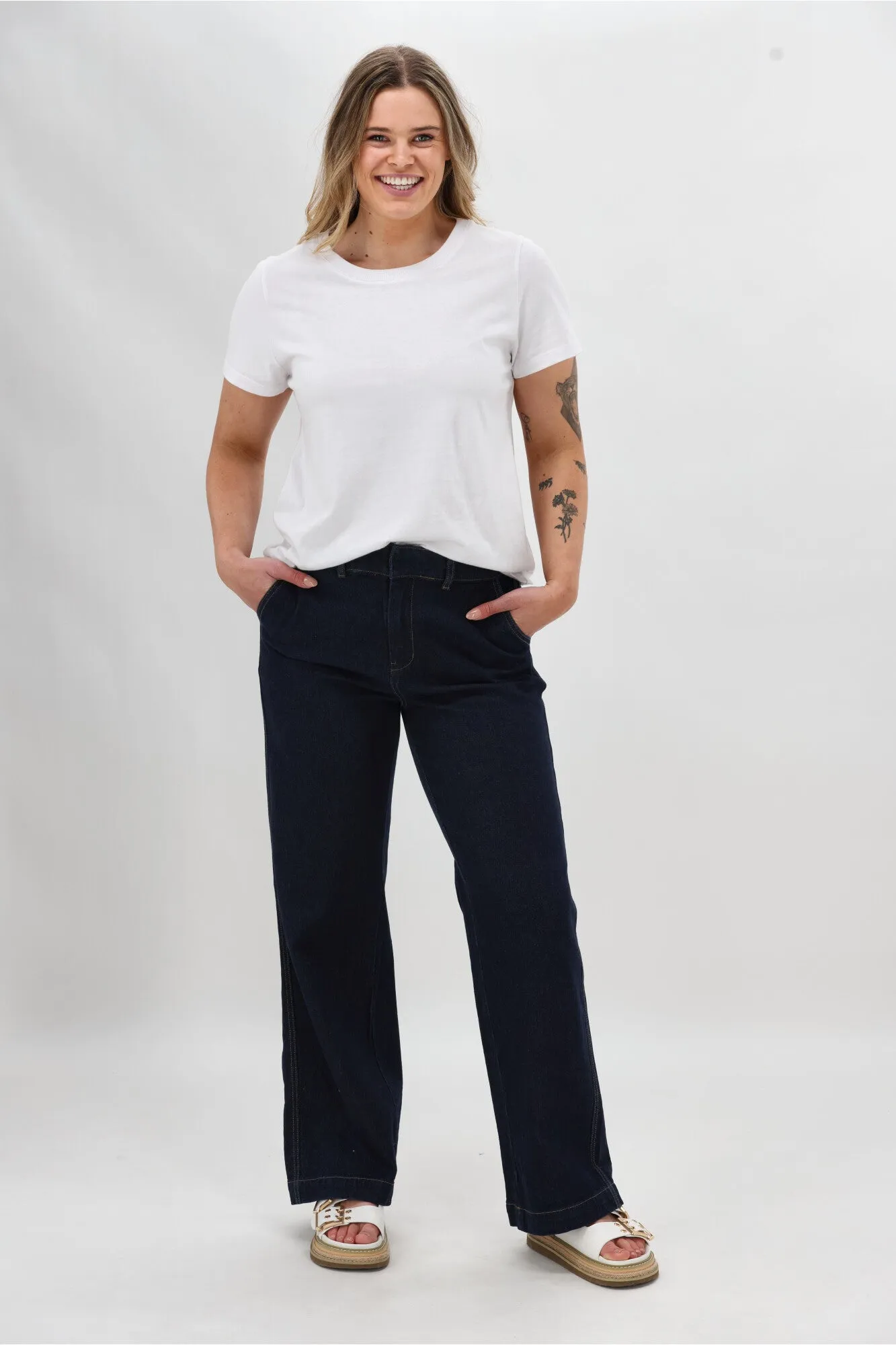 Shine On Label Reign Denim Wide Leg Trouser Dark Indigo sold by Shine On product image thumbnail 4