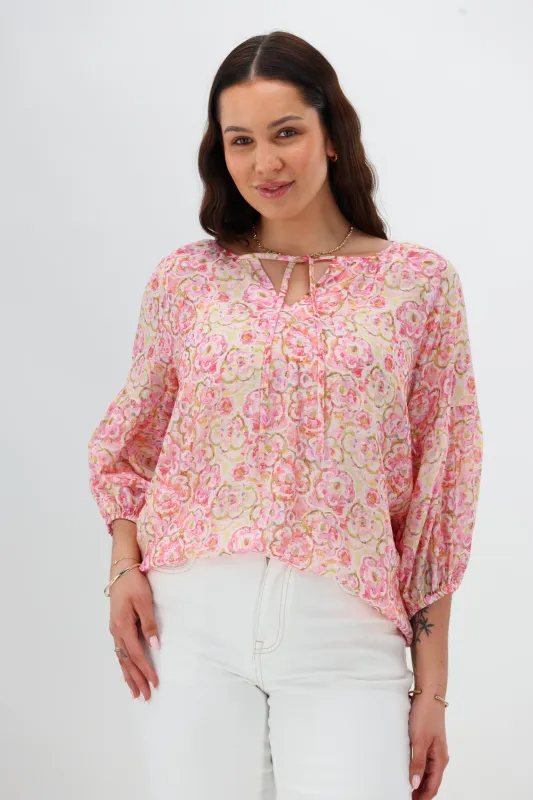 Gloss The Label Dana Tie Top Pink Floral sold by Shine On