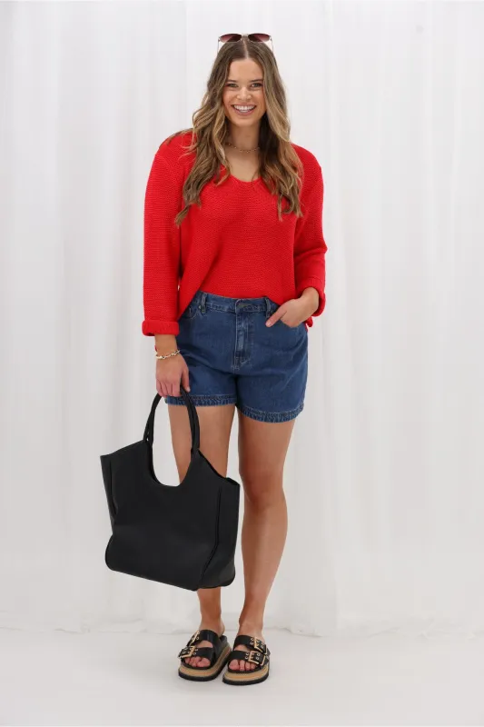 Shine On Label Lilith V Neck Knit Coral Red sold by Shine On