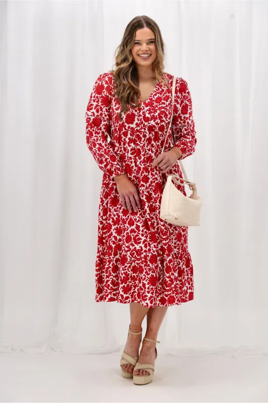 Gloss The Label Maeve Dress Red Floral sold by Shine On