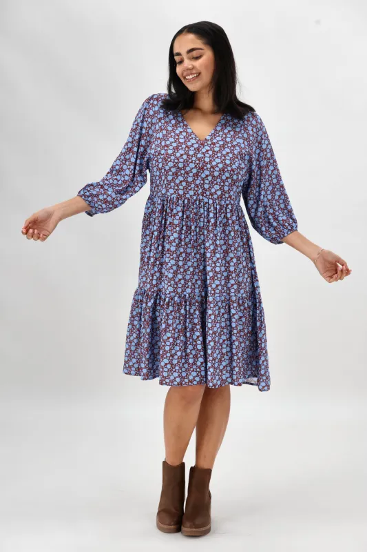 Gloss The Label Daniella Dress Blue Rust sold by Shine On