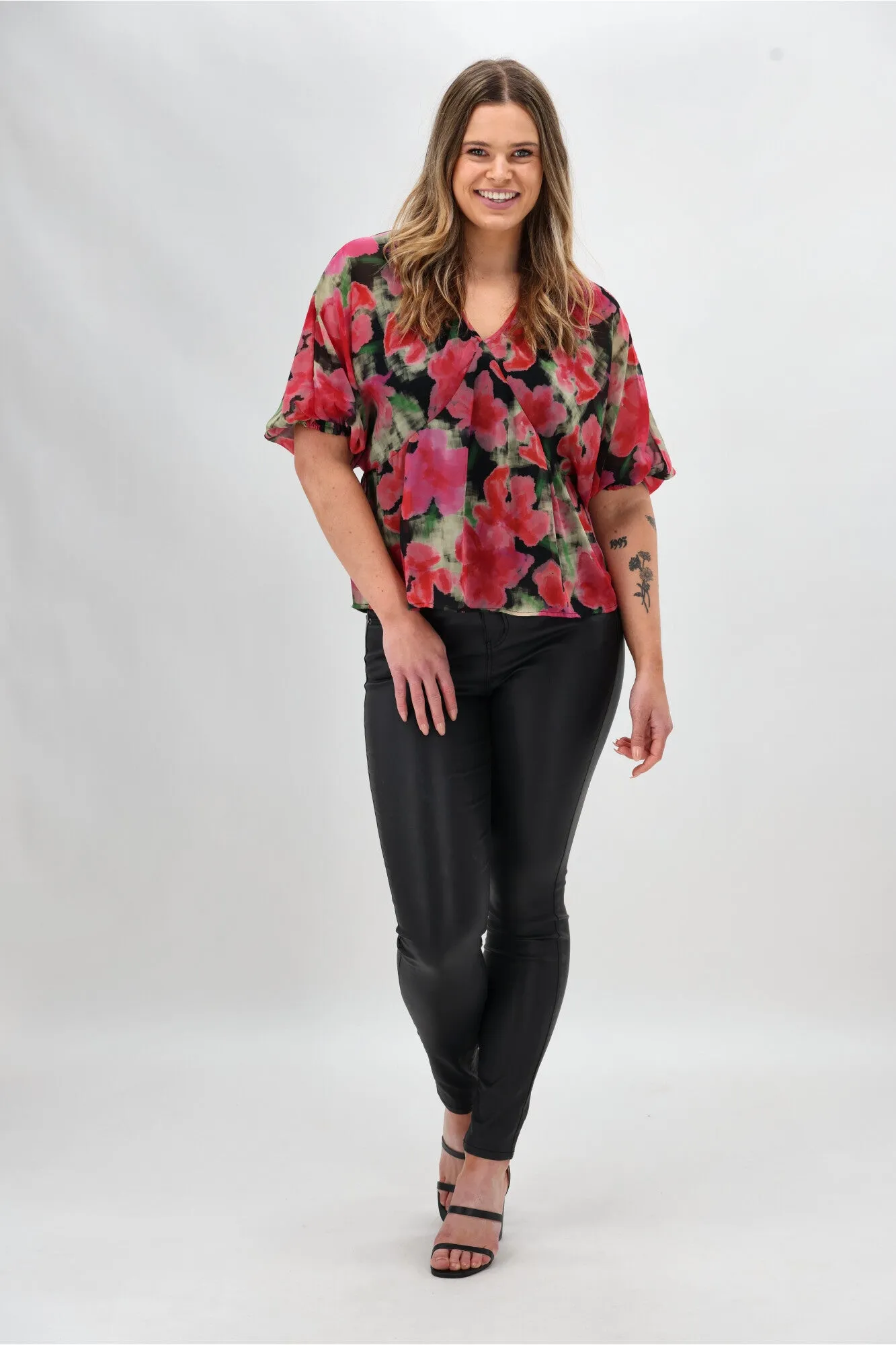 Celebration By Shine On Yasmin Top Floral Pink Black sold by Shine On product image thumbnail 4