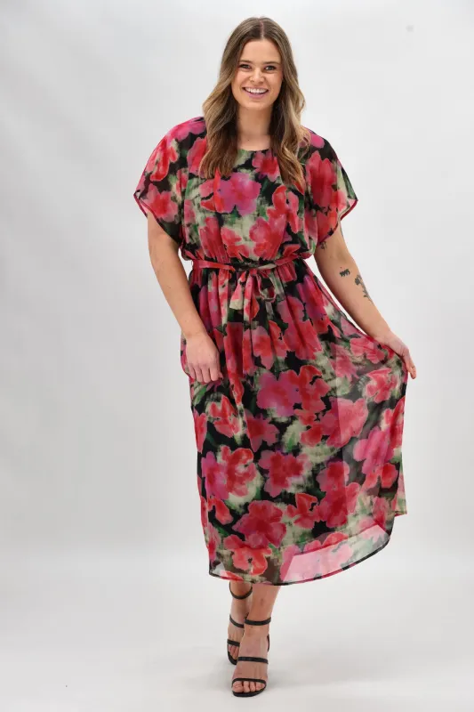 Celebration By Shine On Yasmin Dress Floral Pink Black sold by Shine On