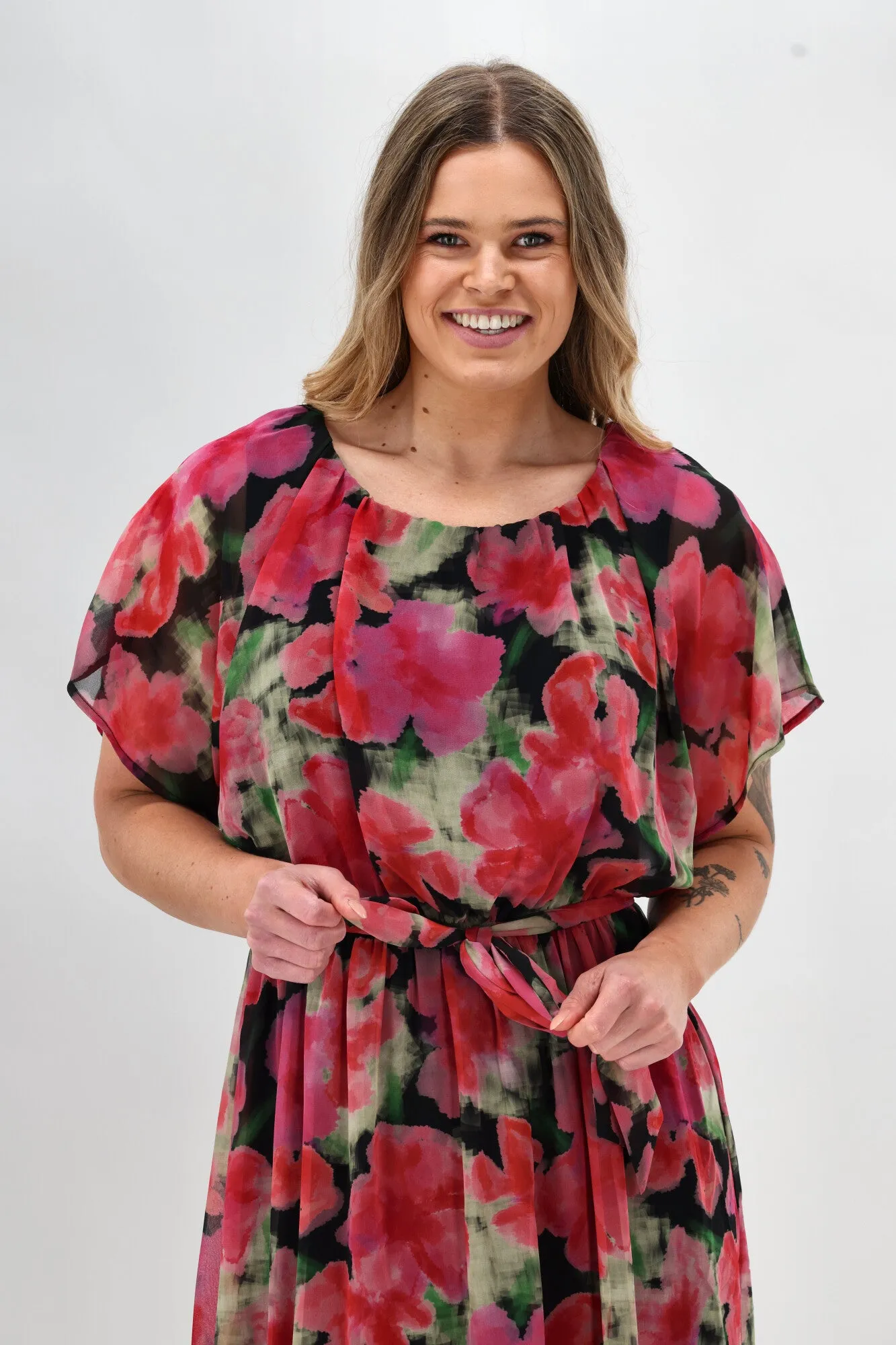 Celebration By Shine On Yasmin Dress Floral Pink Black sold by Shine On product image thumbnail 3