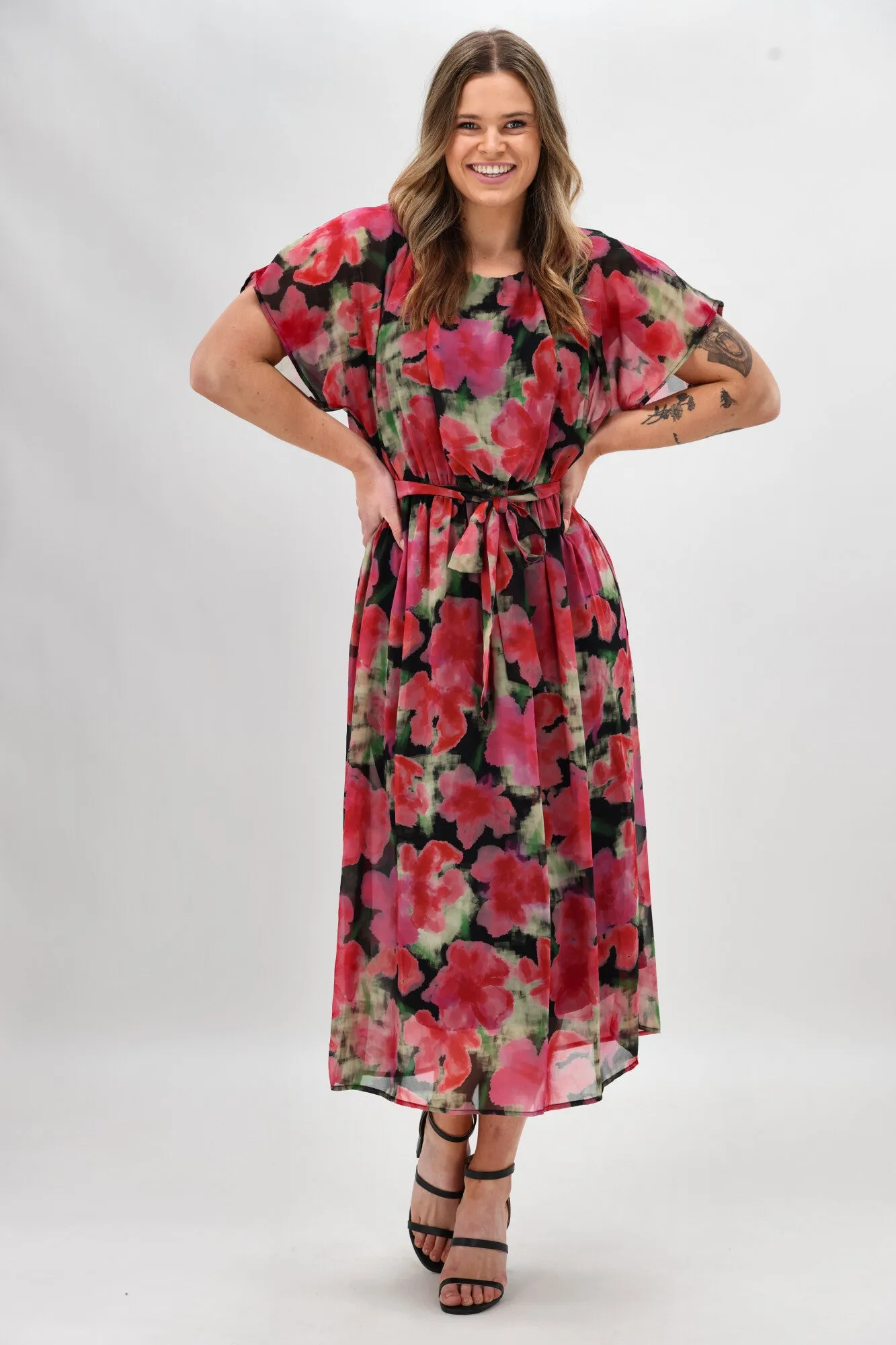 Celebration By Shine On Yasmin Dress Floral Pink Black sold by Shine On product image thumbnail 5
