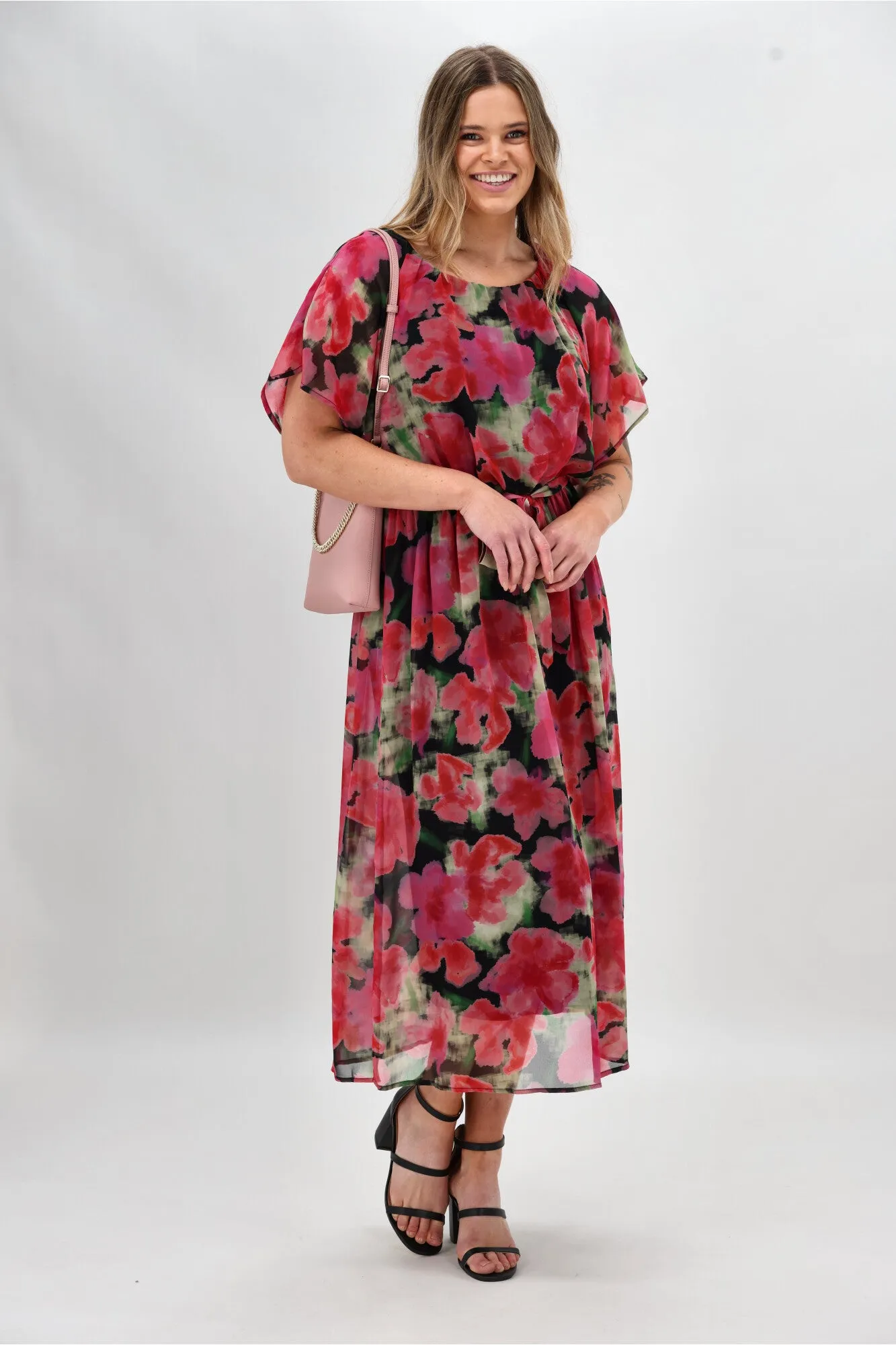 Celebration By Shine On Yasmin Dress Floral Pink Black sold by Shine On product image thumbnail 4