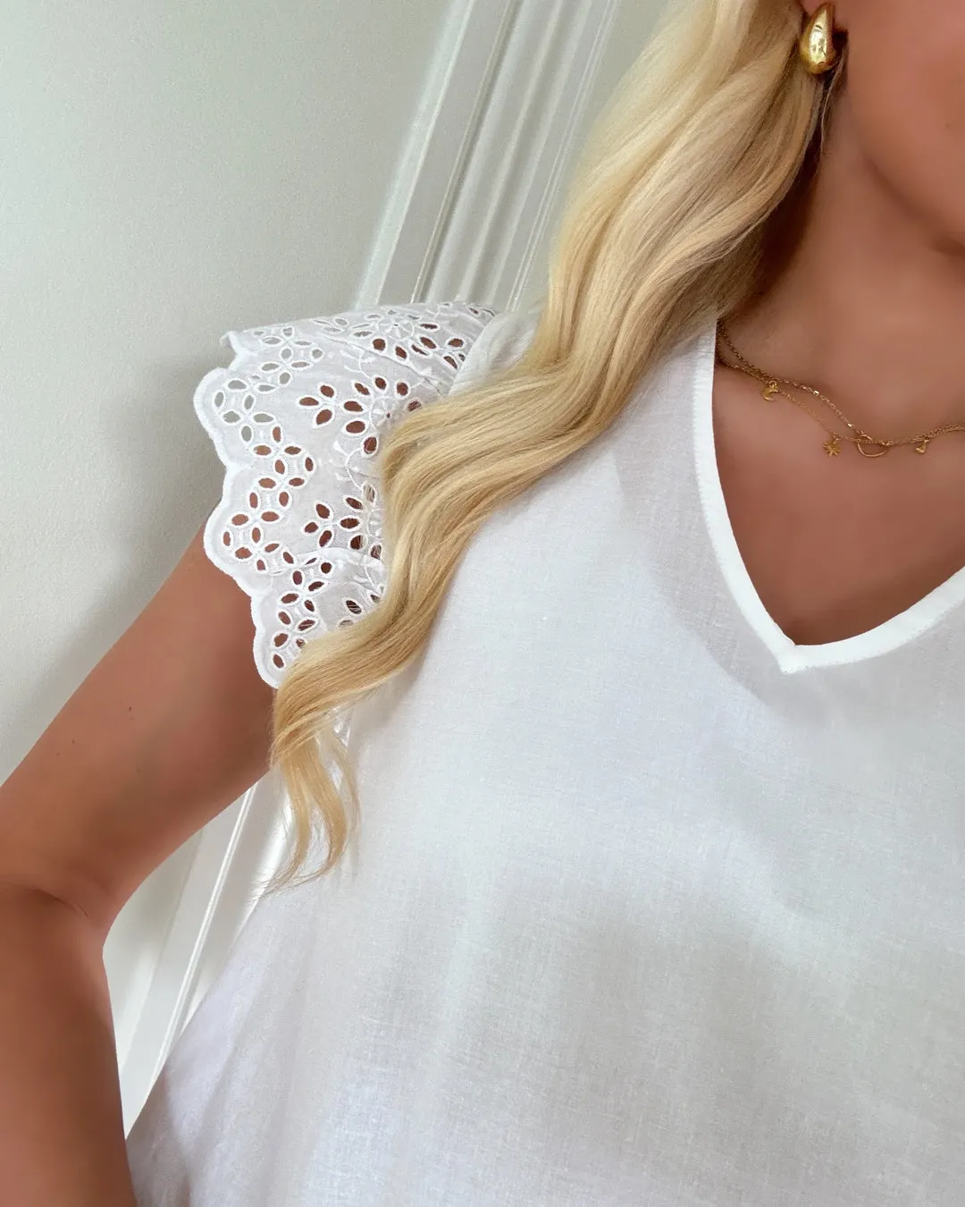 ONLY Lou Life Frill Top White sold by Shine On product image thumbnail 2