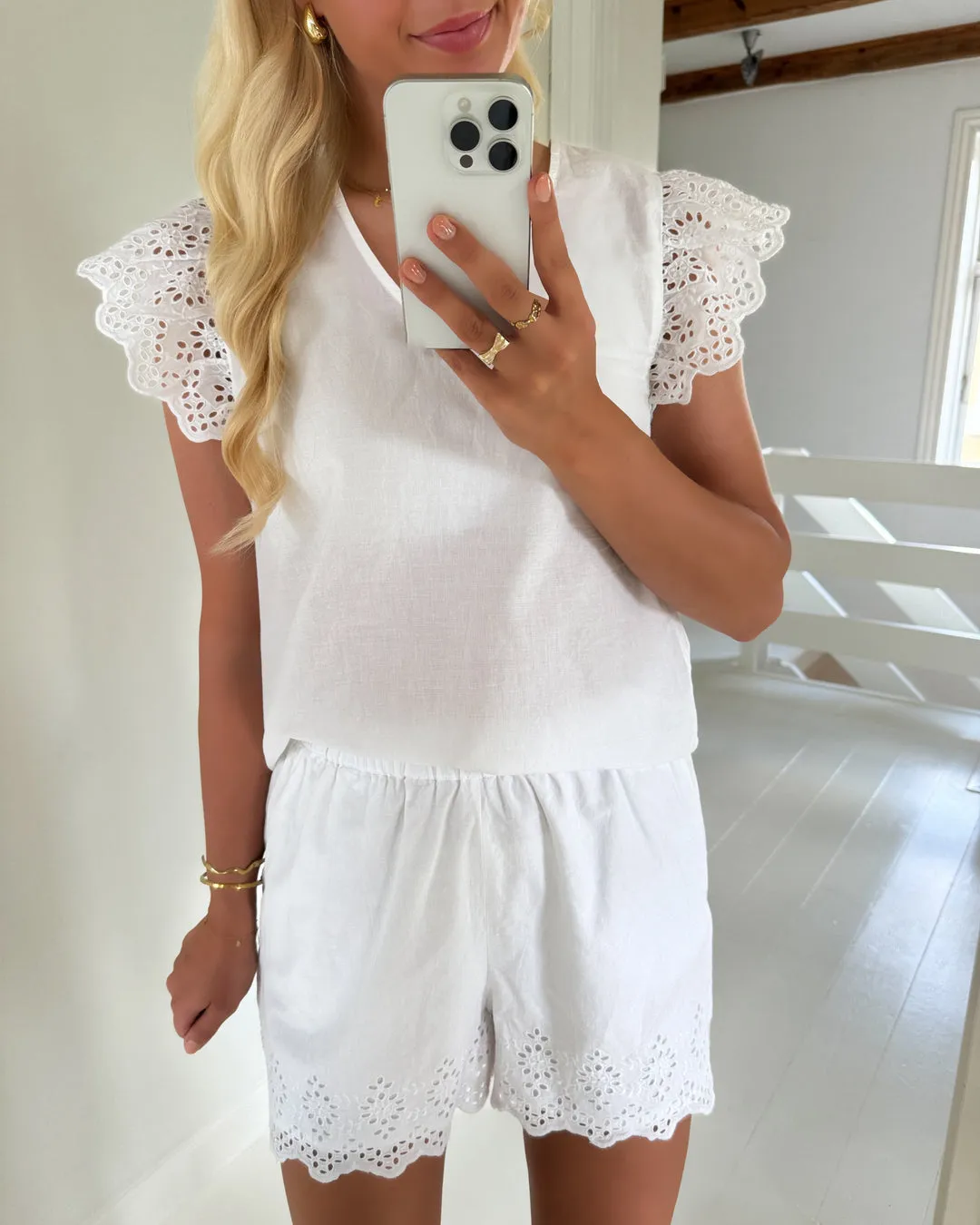 ONLY Lou Life Frill Top White sold by Shine On