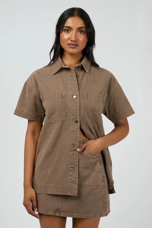 All About Eve Simi Denim Shirt Cocoa sold by Shine On