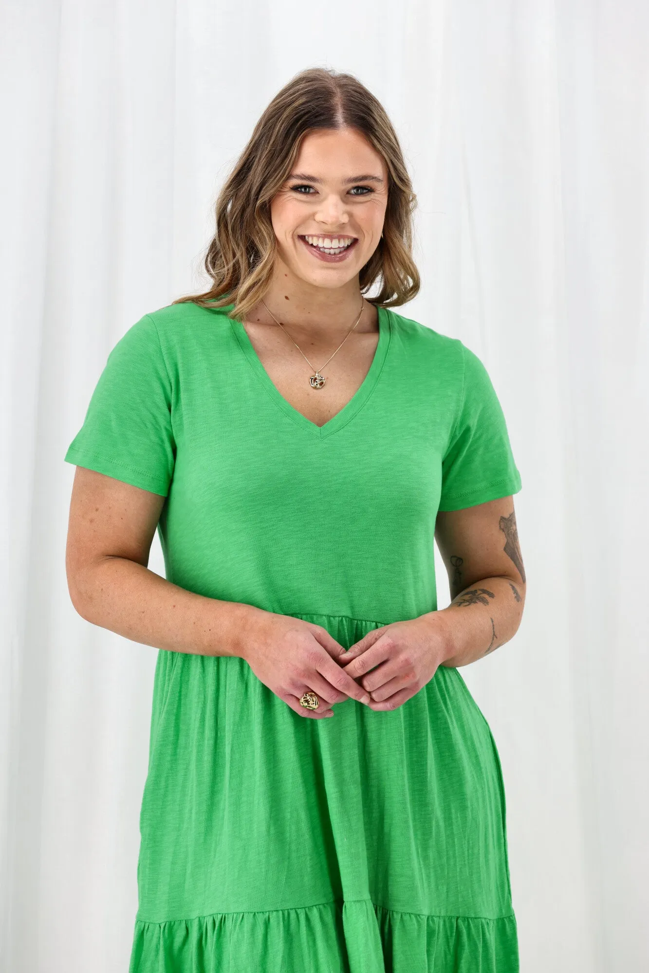 Elm Gigi Tiered Midi Dress Spring Green sold by Shine On product image thumbnail 3
