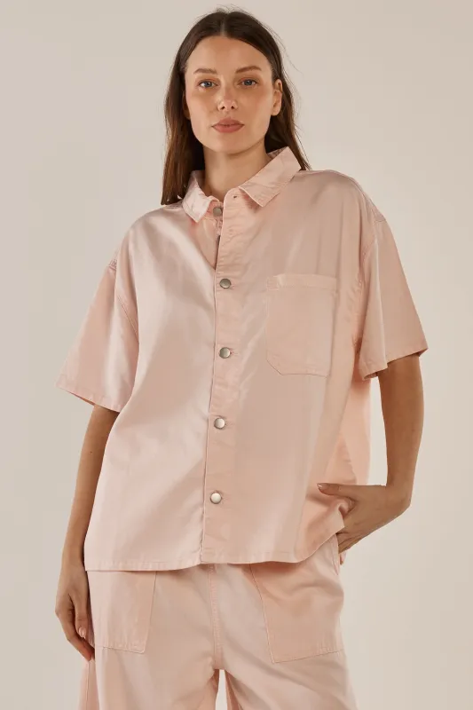 Betty Basics Saffra Short Sleeve Denim Shirt Pink sold by Shine On