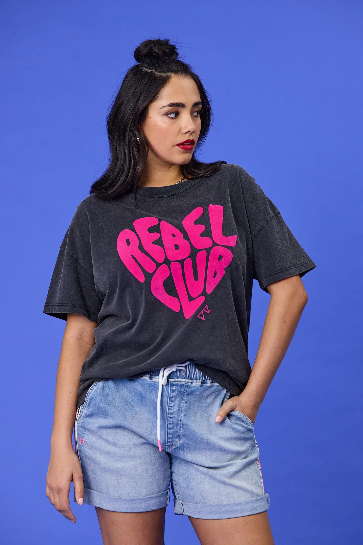 Rebel Club In My Heart Boyfriend Tee Washed Black sold by Shine On product image thumbnail 2