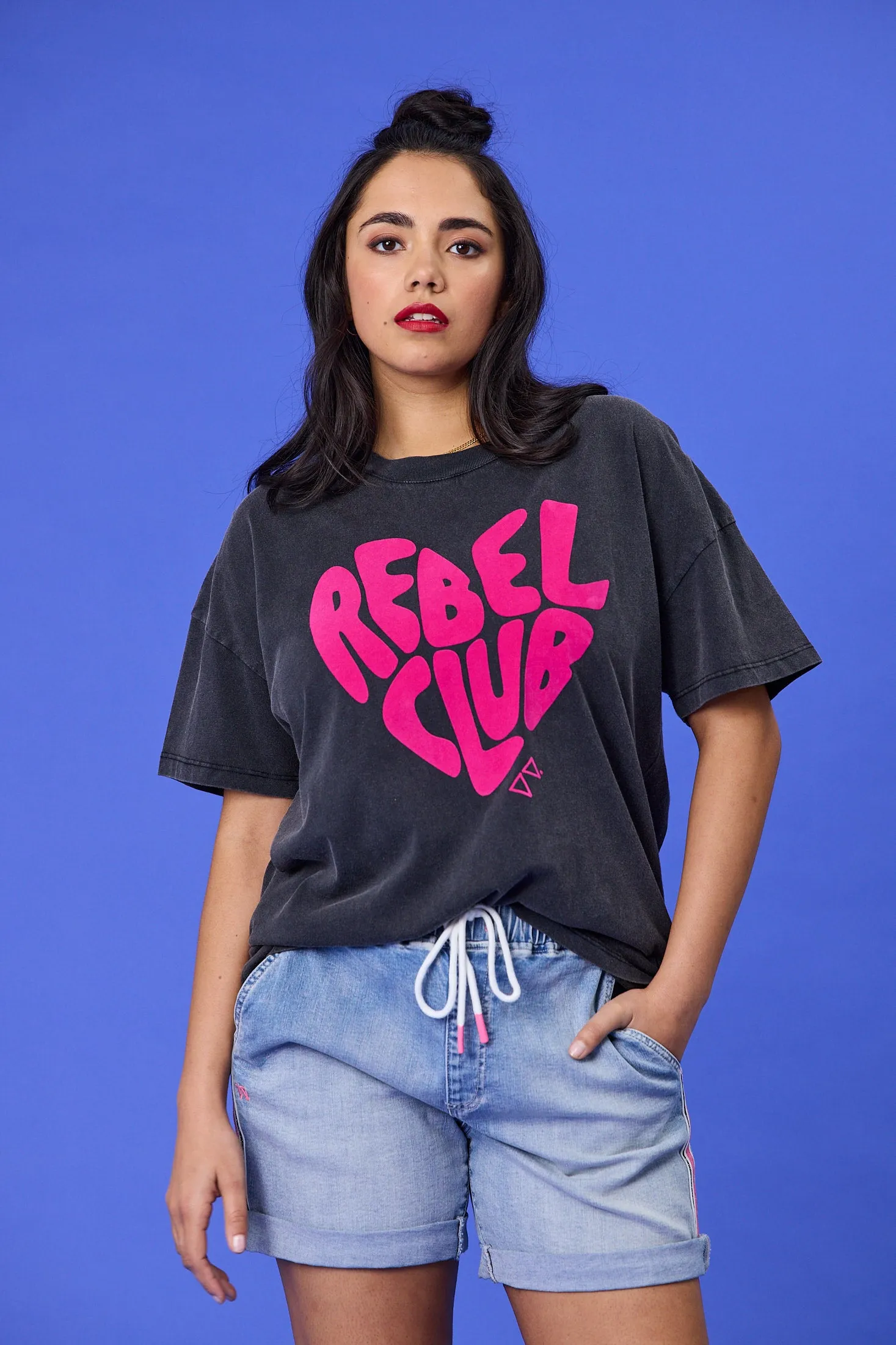 Rebel Club In My Heart Boyfriend Tee Washed Black sold by Shine On