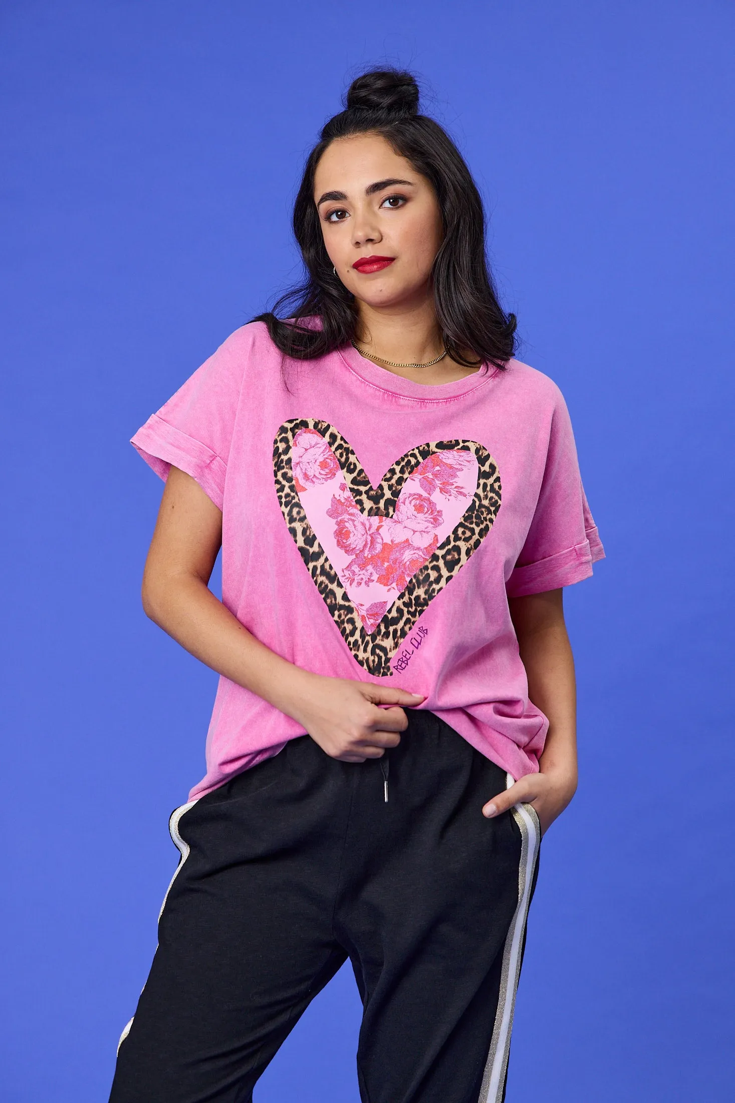 Rebel Club Fierce Heart Drop Crew Tee Pink sold by Shine On product image thumbnail 2