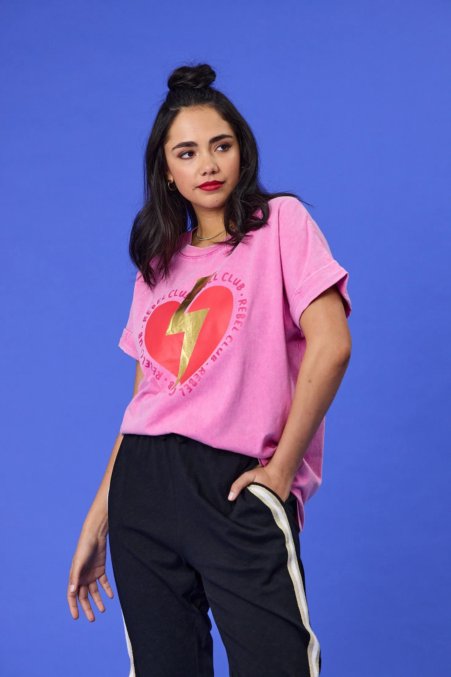 Rebel Club Love Bolted Capsleeve Tee Pink sold by Shine On product image thumbnail 2