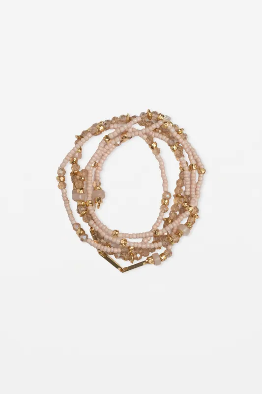 Stella + Gemma Set Of 5 Rose Quartz Bead Bracelet sold by Shine On