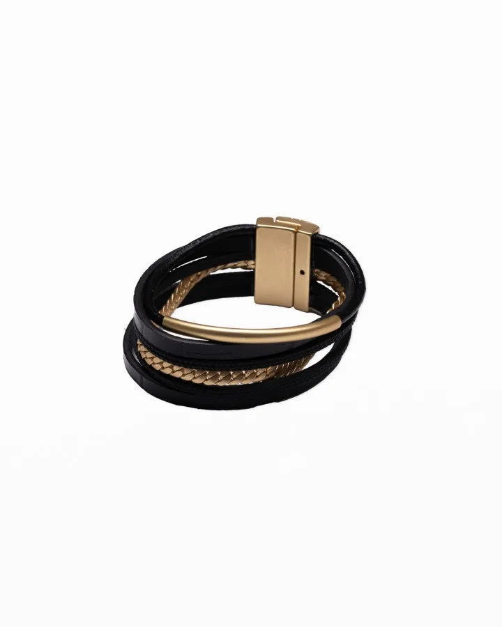 Stella + Gemma Wrap Bracelet Black And Gold sold by Shine On