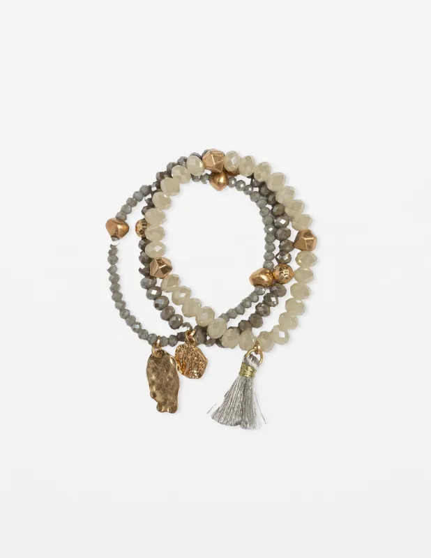 Stella + Gemma Set Of 3 Grey Stones Bead Bracelet sold by Shine On