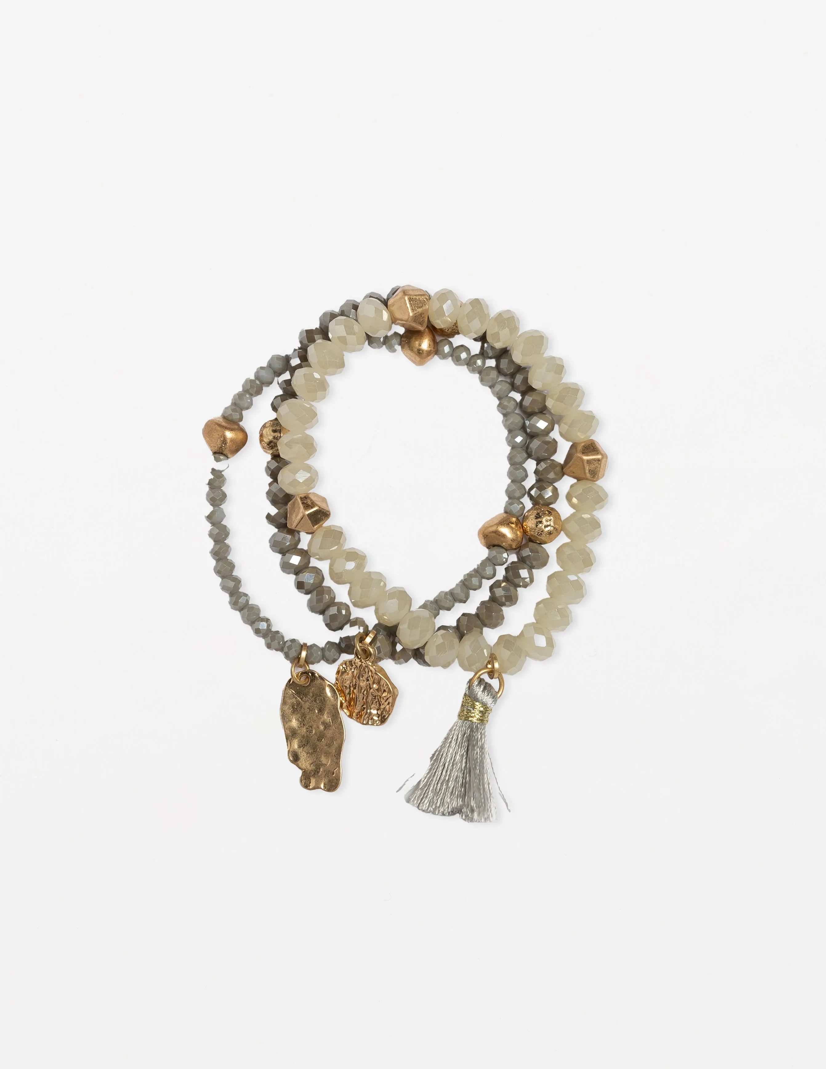Stella + Gemma Set Of 3 Grey Stones Bead Bracelet sold by Shine On