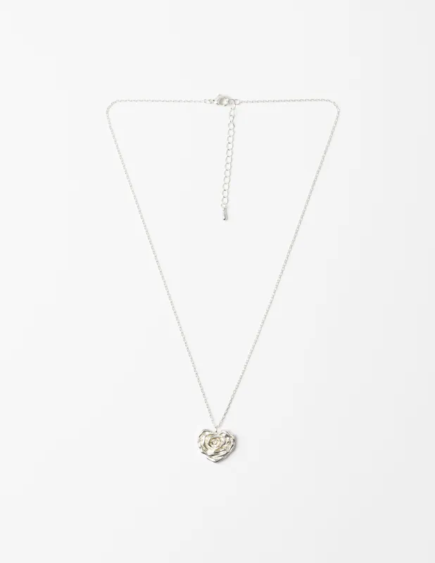 Stella + Gemma Necklace Silver Flower Heart sold by Shine On