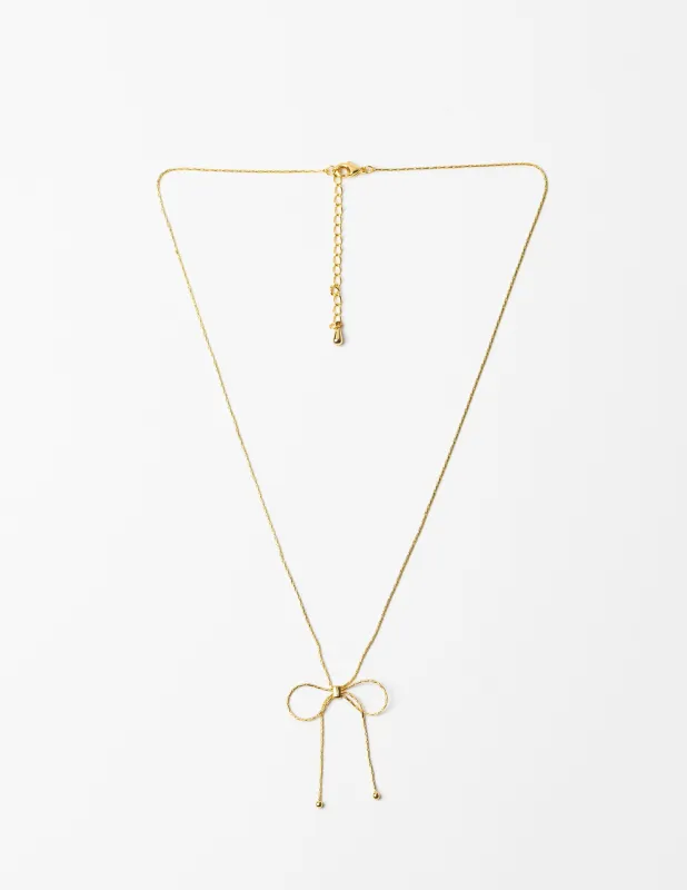 Stella + Gemma Petite Bow Neckalce Gold sold by Shine On