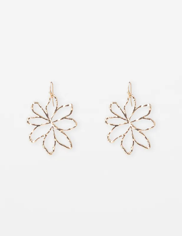 Stella + Gemma Large Earring Cut Out Flower Gold sold by Shine On