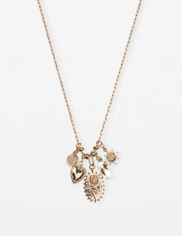 Stella + Gemma Necklace Multi Charms Gold sold by Shine On