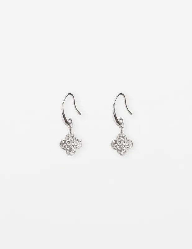 Stella + Gemma Earring Crystal Flower Drop Silver sold by Shine On
