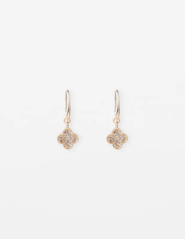 Stella + Gemma Earring Crystal Flower Drop Gold sold by Shine On