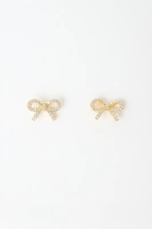 Stella + Gemma Earrings Crystal Bow Gold sold by Shine On